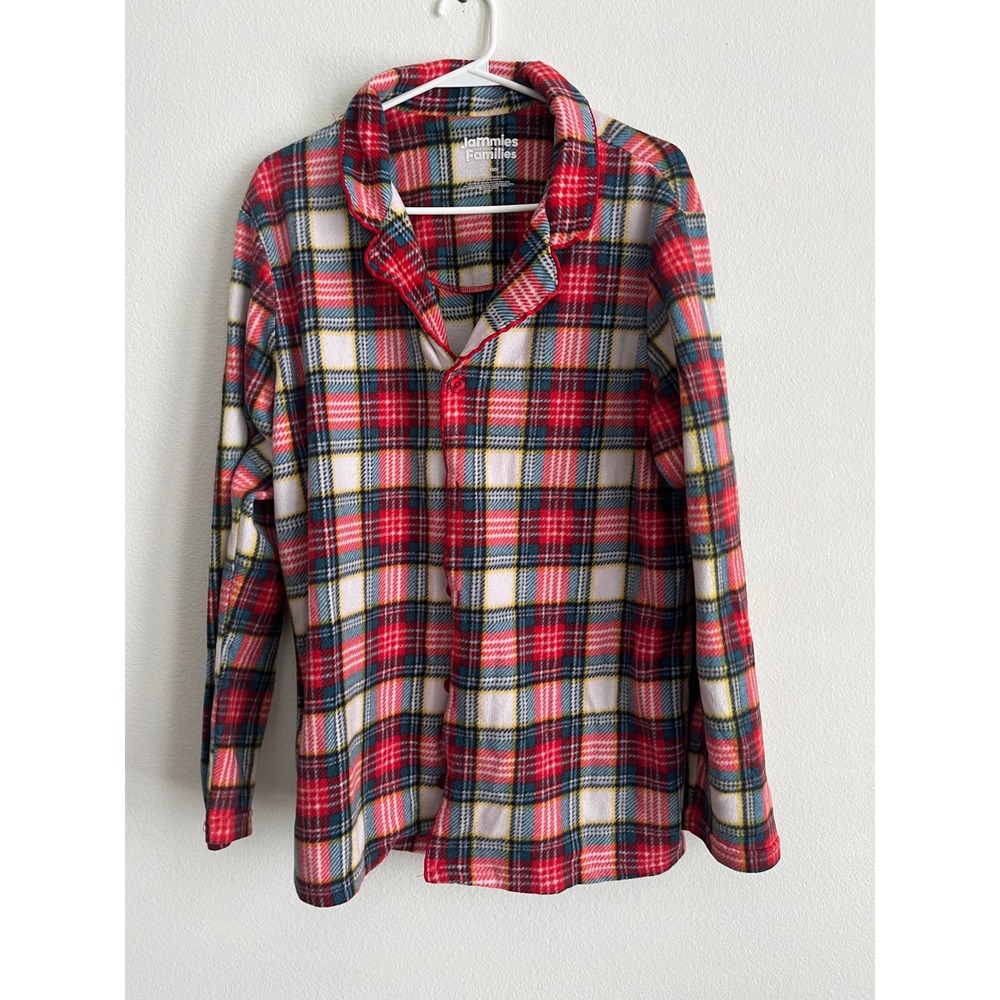 Jammies For Your Families Mens Plaid Fleece Pajama Set Red Blue‎ Yellow Large